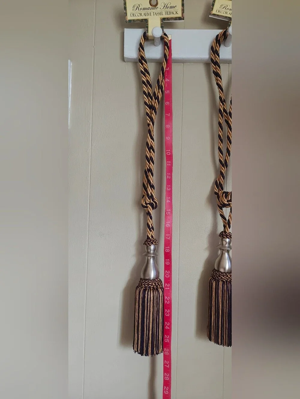 Elegant Decorative Gold and Purple Curtain TieBacks With Tassels Set Of 3.